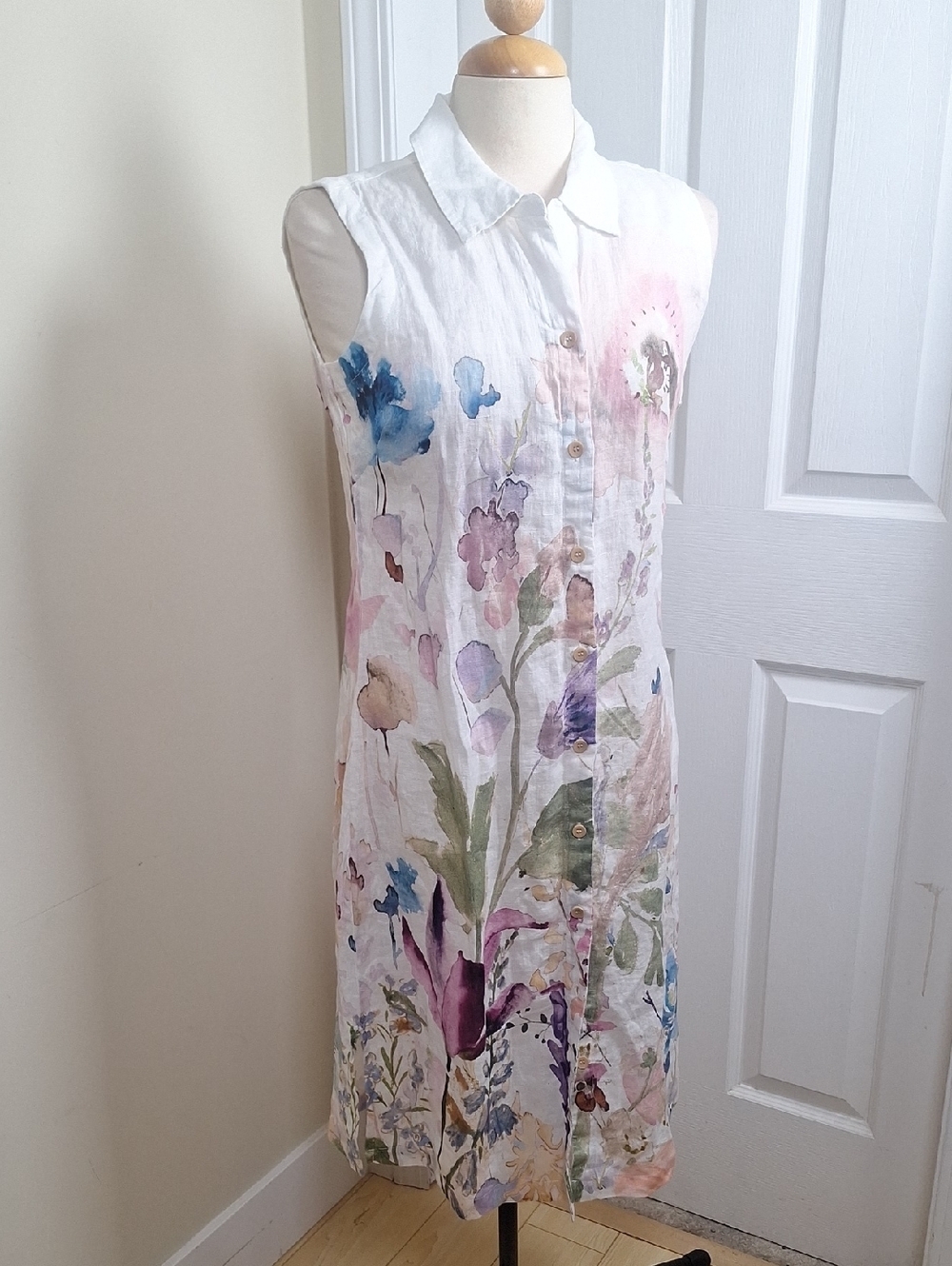 Dolcezza 23632 Pastel Floral Whimsique Linen Dress Size S - Picture 6 of 10